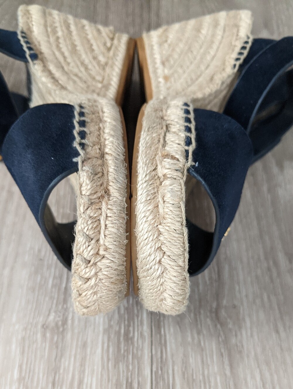 TORY BURCH Nevy blue Suede Espadrille Sandals with Jute Sole - Picture 10 of 12